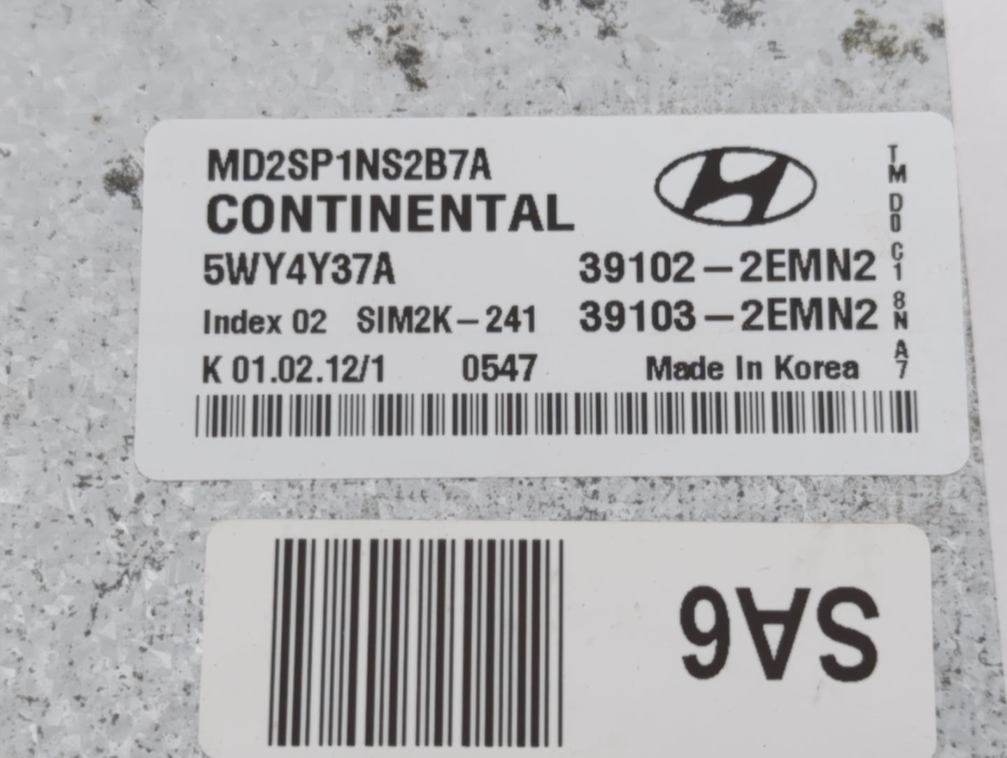 2011-2013 Hyundai Elantra PCM Engine Control Computer ECU ECM PCU OEM P/N:39103-2EMN2 39102-2EMN2 Fits Fits 2011 2012 2013 O