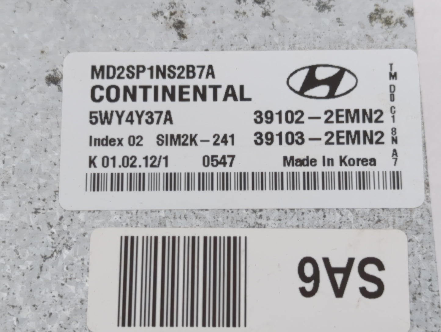 2011-2013 Hyundai Elantra PCM Engine Control Computer ECU ECM PCU OEM P/N:39103-2EMN2 39102-2EMN2 Fits Fits 2011 2012 2013 O