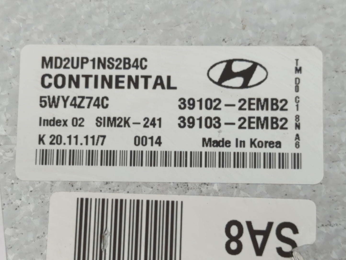 2011-2013 Hyundai Elantra PCM Engine Control Computer ECU ECM PCU OEM P/N:39103-2EMB2 39102-2EMB2 Fits Fits 2011 2012 2013 O