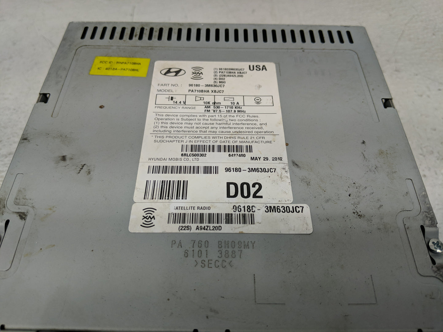 2011-2014 Hyundai Genesis Radio AM FM Cd Player Receiver Replacement P/N:96180-3M630JC7 Fits Fits 2011 2012 2013 2014 OEM Us