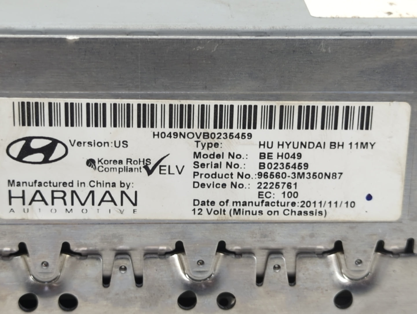 2011-2012 Hyundai Genesis Radio AM FM Cd Player Receiver Replacement P/N:96560-3M350 Fits Fits 2011 2012 OEM Used Auto Parts