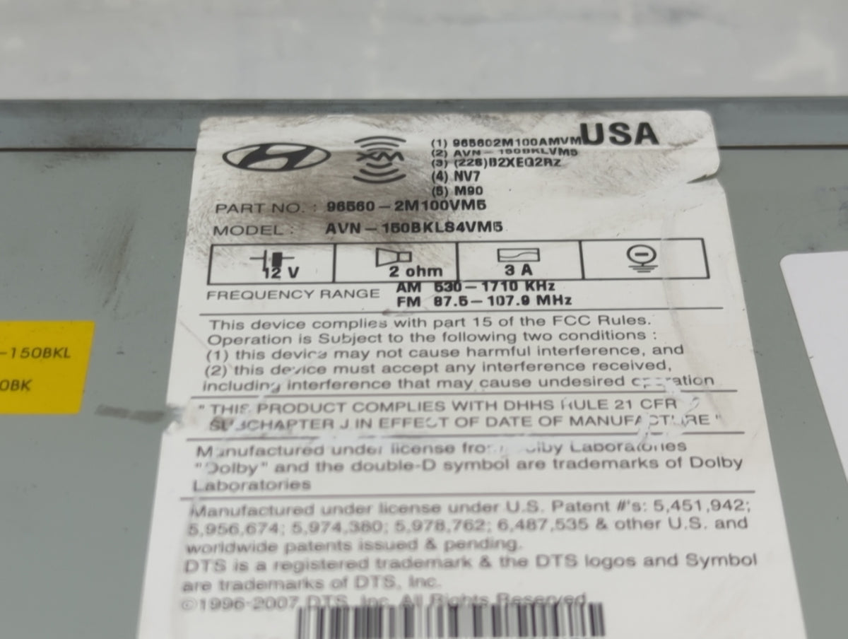 2009-2012 Hyundai Genesis Radio AM FM Cd Player Receiver Replacement P/N:96560-2M100VM5 Fits Fits 2009 2010 2011 2012 OEM Us