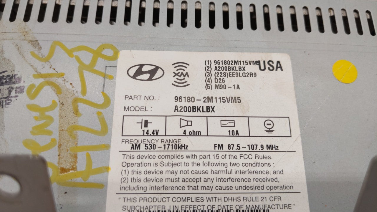 2011-2012 Hyundai Genesis Am Fm Cd Player Radio Receiver - Oemusedautoparts1.com