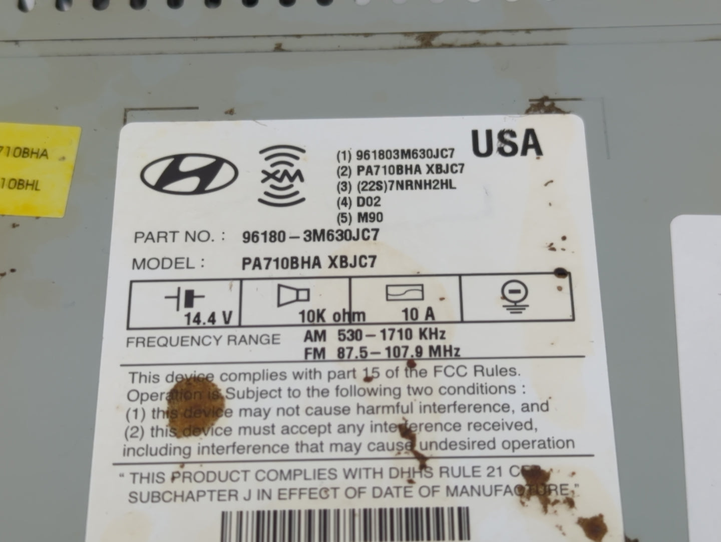 2011-2014 Hyundai Genesis Radio AM FM Cd Player Receiver Replacement P/N:96180-3M630JC7 Fits Fits 2011 2012 2013 2014 OEM Us