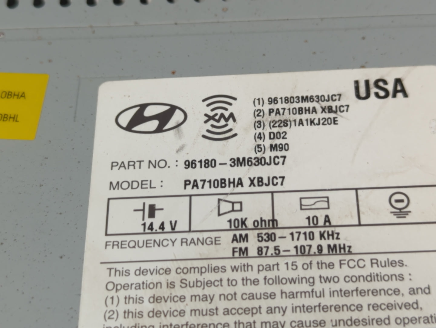 2011-2014 Hyundai Genesis Radio AM FM Cd Player Receiver Replacement P/N:96180-3M630JC7 Fits Fits 2011 2012 2013 2014 OEM Us