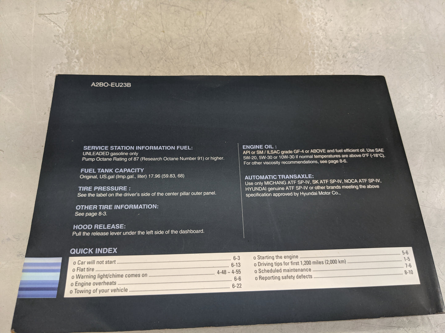 2012 Hyundai Santa Fe Owners Manual Book Guide P/N:A2BO-EU23B OEM Used Auto Parts - Oemusedautoparts1.com