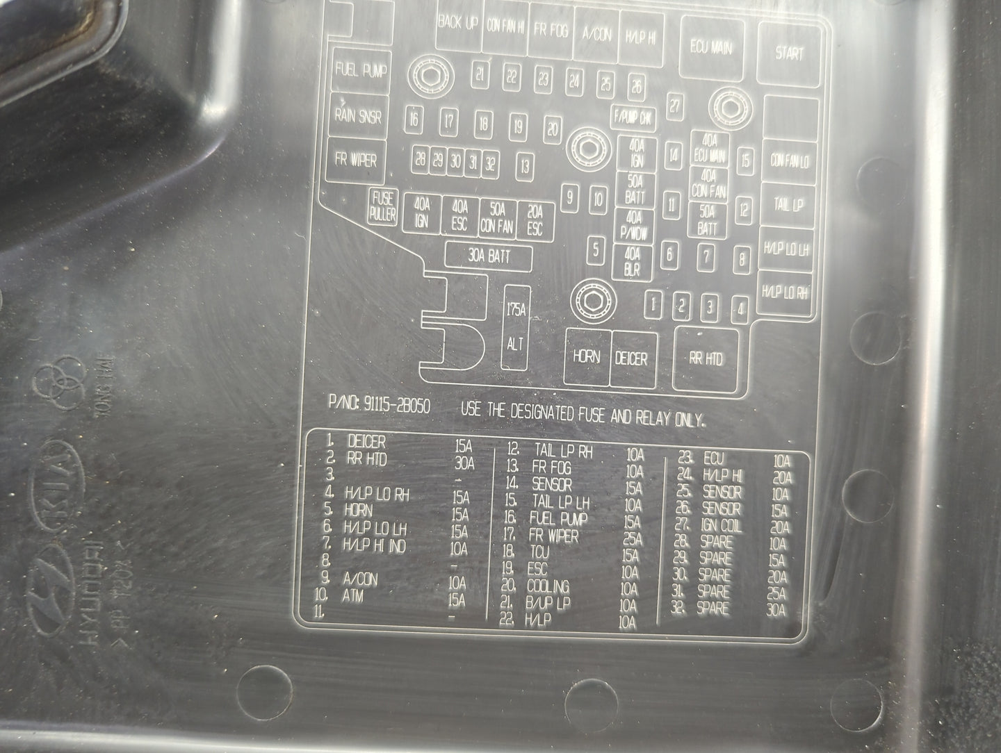 2010-2012 Hyundai Santa Fe Fusebox Fuse Box Panel Relay Module P/N:91115-2B050 91950-2B710 Fits Fits 2010 2011 2012 OEM Used