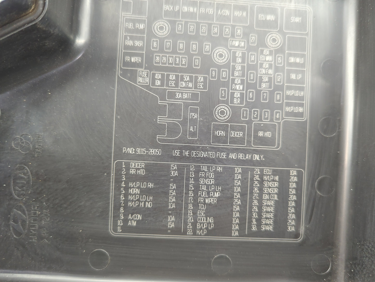 2010-2012 Hyundai Santa Fe Fusebox Fuse Box Panel Relay Module P/N:91115-2B050 91950-2B710 Fits Fits 2010 2011 2012 OEM Used