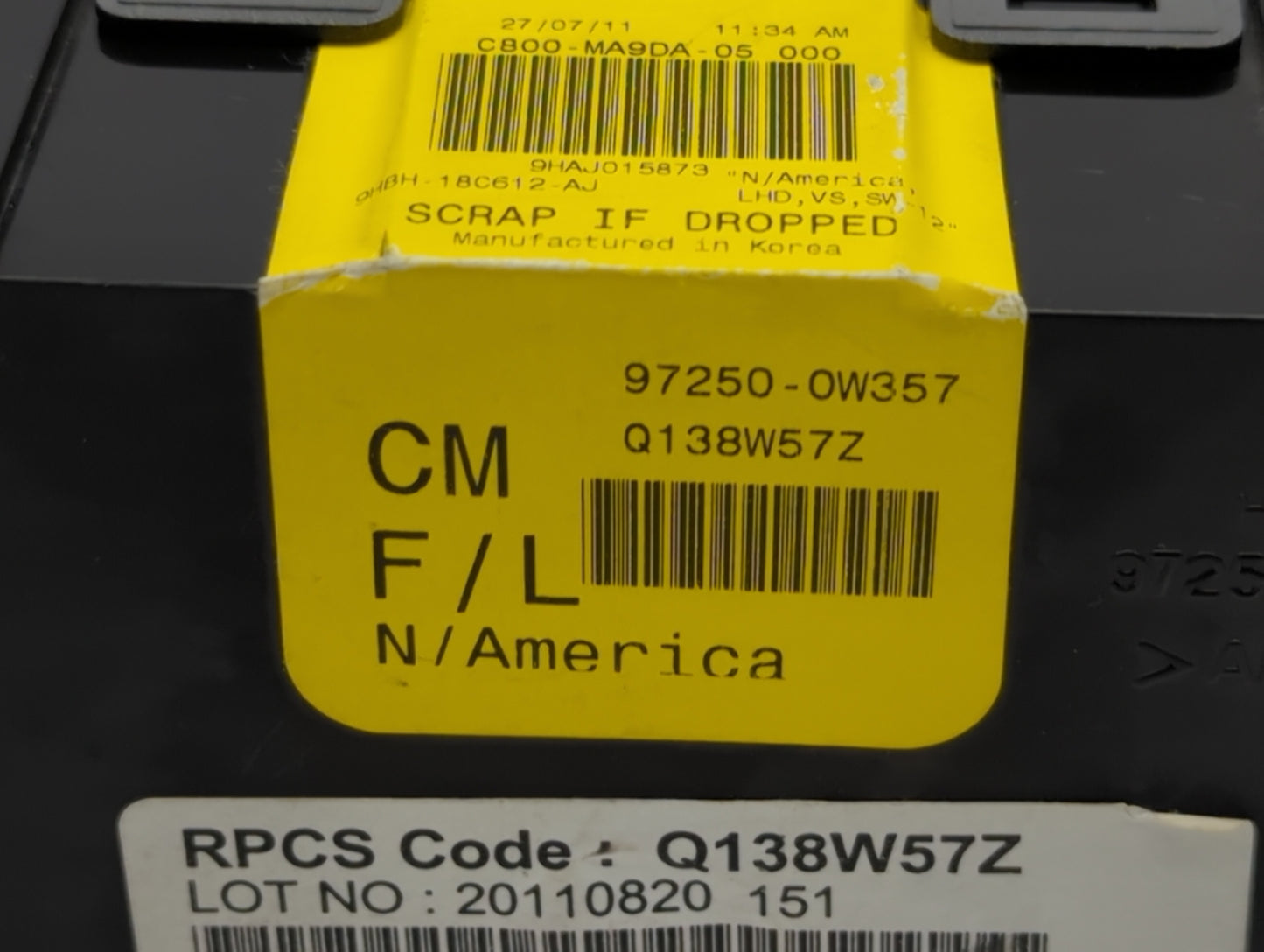 2010-2012 Hyundai Santa Fe Climate Control Module Temperature AC/Heater Replacement P/N:97250-0W357 Fits Fits 2010 2011 2012