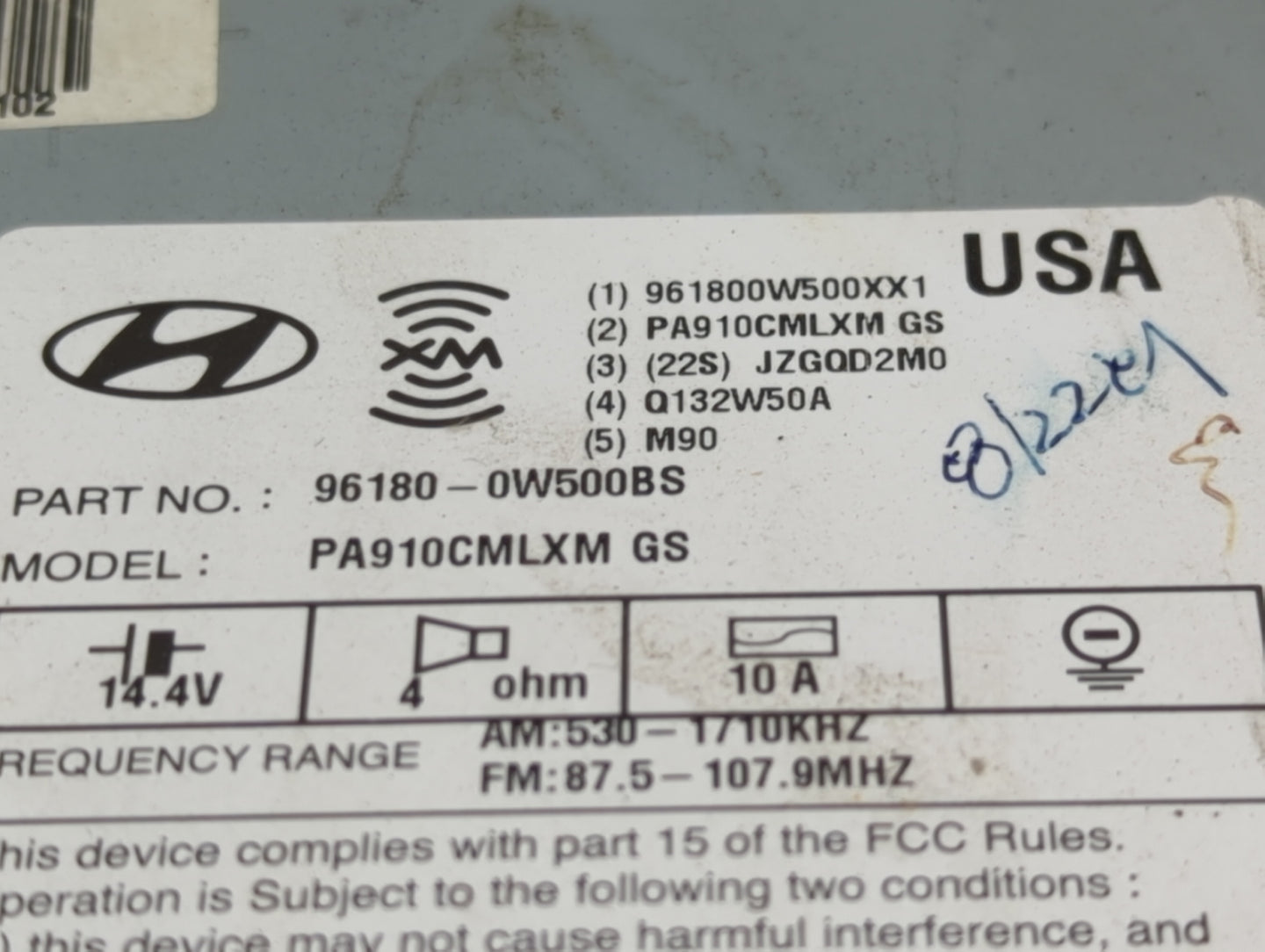 2010-2012 Hyundai Santa Fe Radio AM FM Cd Player Receiver Replacement P/N:96180-0W500BS PA910CMLXM GS Fits Fits 2010 2011 20