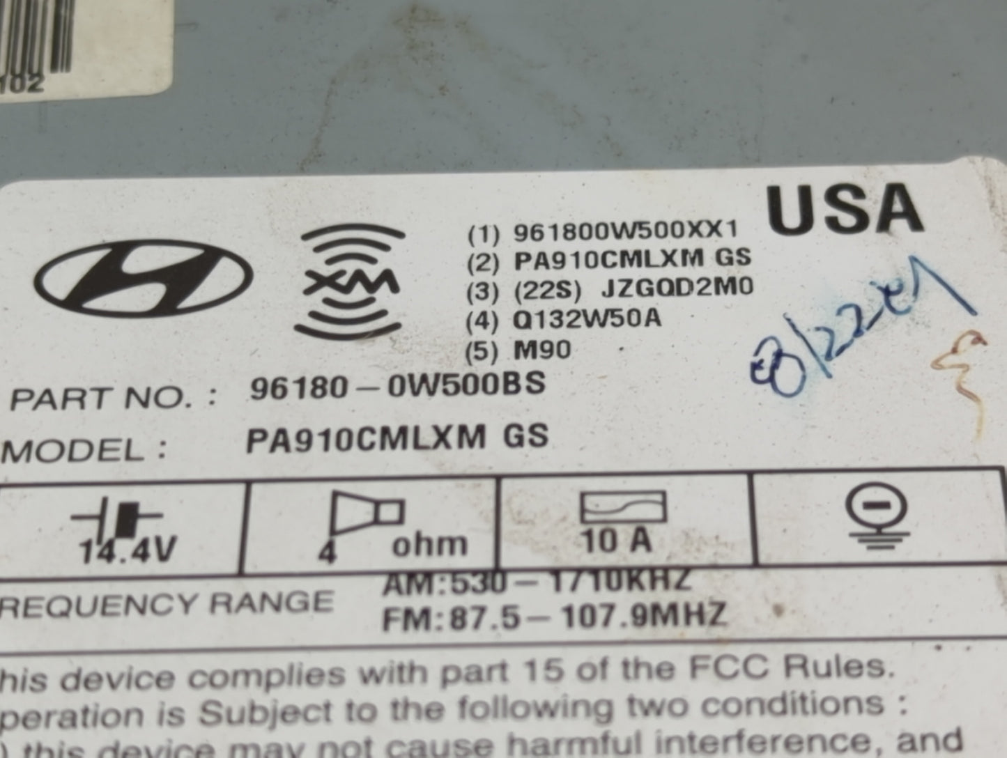 2010-2012 Hyundai Santa Fe Radio AM FM Cd Player Receiver Replacement P/N:96180-0W500BS PA910CMLXM GS Fits Fits 2010 2011 20