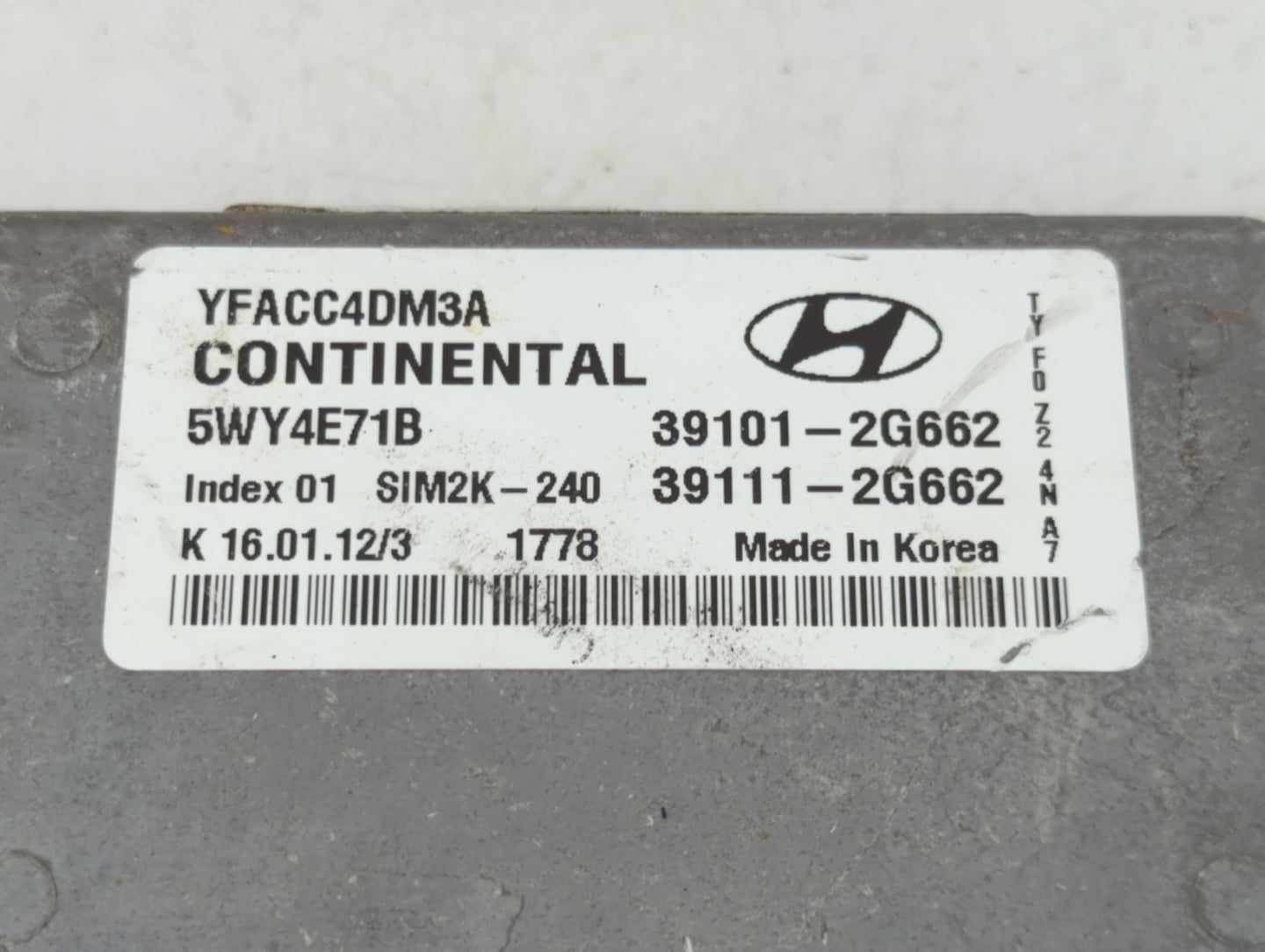 2011-2014 Hyundai Sonata PCM Engine Control Computer ECU ECM PCU OEM P/N:39101-2G662 Fits Fits 2011 2012 2013 2014 OEM Used 