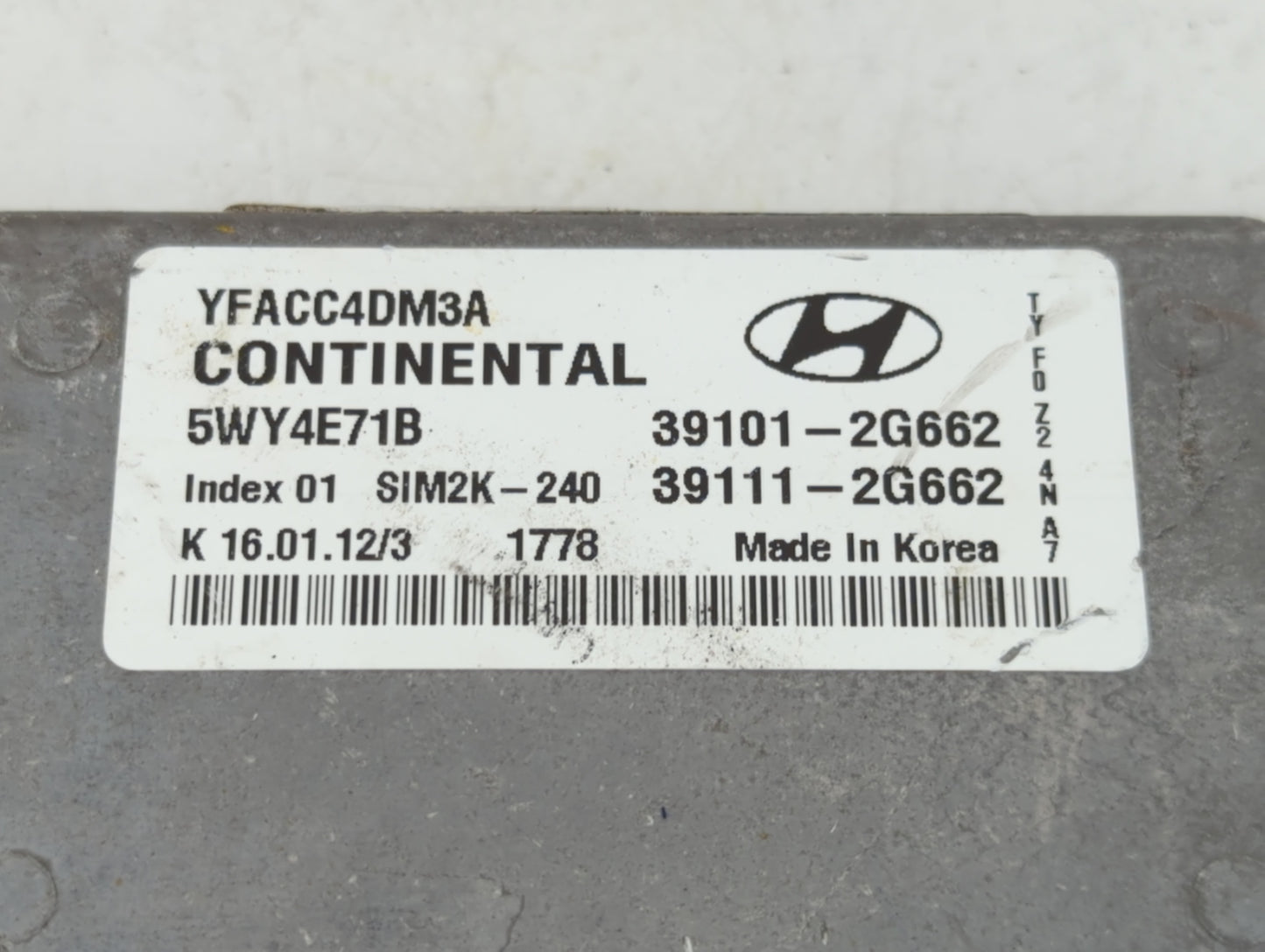 2011-2014 Hyundai Sonata PCM Engine Control Computer ECU ECM PCU OEM P/N:39101-2G662 Fits Fits 2011 2012 2013 2014 OEM Used 