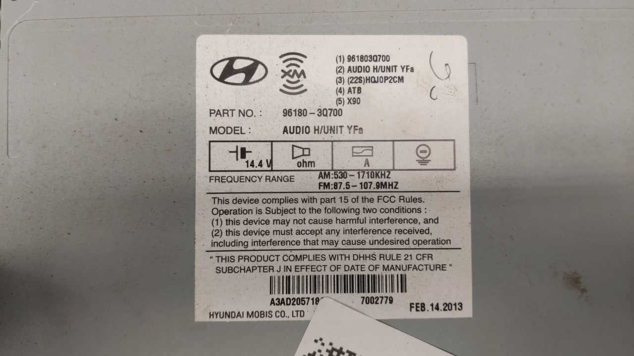 2012-2015 Hyundai Sonata Radio AM FM Cd Player Receiver Replacement P/N:96180-3Q600 96180-3Q700 Fits Fits 2012 2013 2014 201
