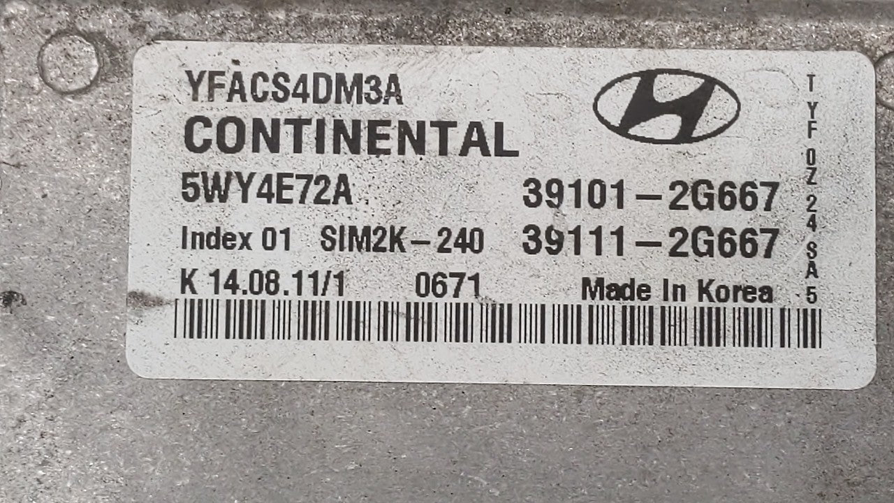 2011-2014 Hyundai Sonata PCM Engine Control Computer ECU ECM PCU OEM P/N:39101-2G667 39111-2G668 Fits Fits 2011 2012 2013 20