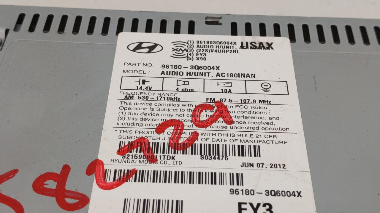 2012-2015 Hyundai Sonata Am Fm Cd Player Radio Receiver - Oemusedautoparts1.com