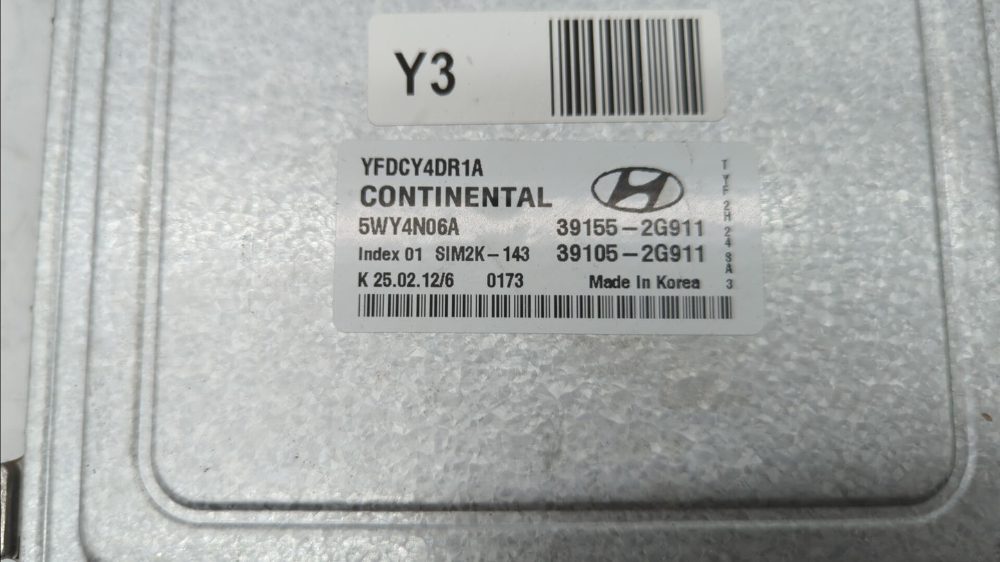 2011-2015 Hyundai Sonata PCM Engine Control Computer ECU ECM PCU OEM P/N:39155-2G916 39105-2G916 Fits OEM Used Auto Parts - 