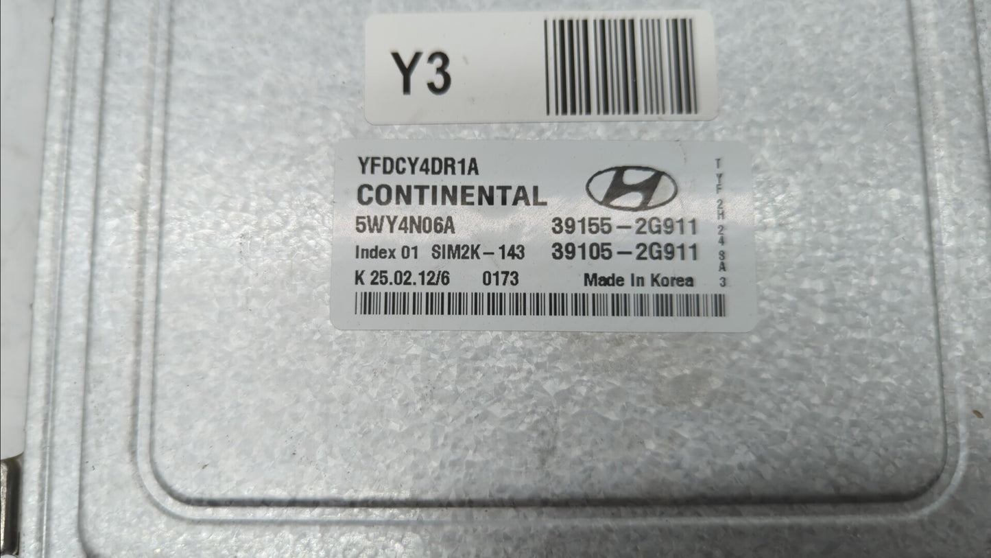 2011-2015 Hyundai Sonata PCM Engine Control Computer ECU ECM PCU OEM P/N:39155-2G916 39105-2G916 Fits OEM Used Auto Parts - 