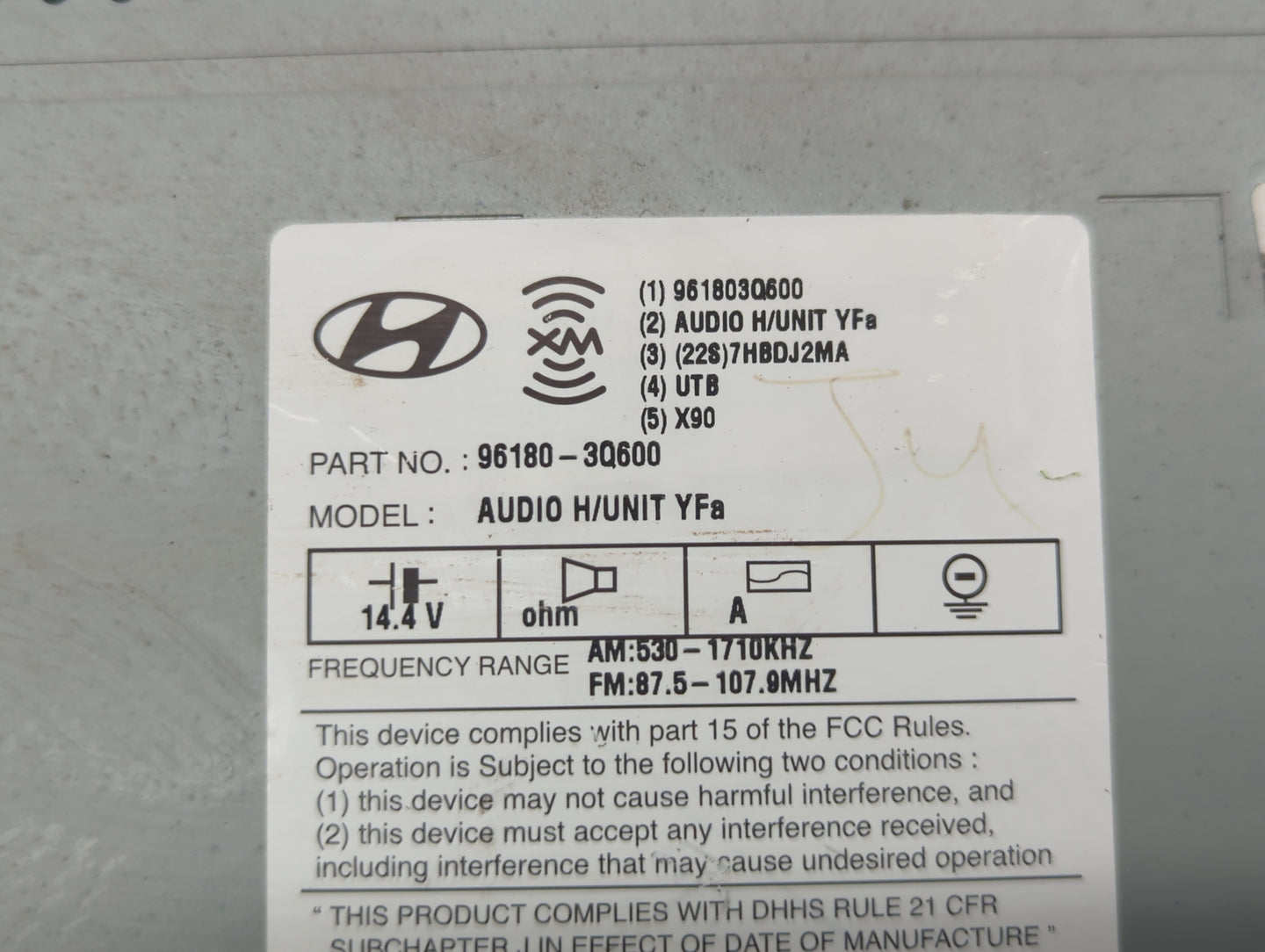 2012-2015 Hyundai Sonata Radio AM FM Cd Player Receiver Replacement P/N:96180-3Q600 96180-3Q700 Fits Fits 2012 2013 2014 201