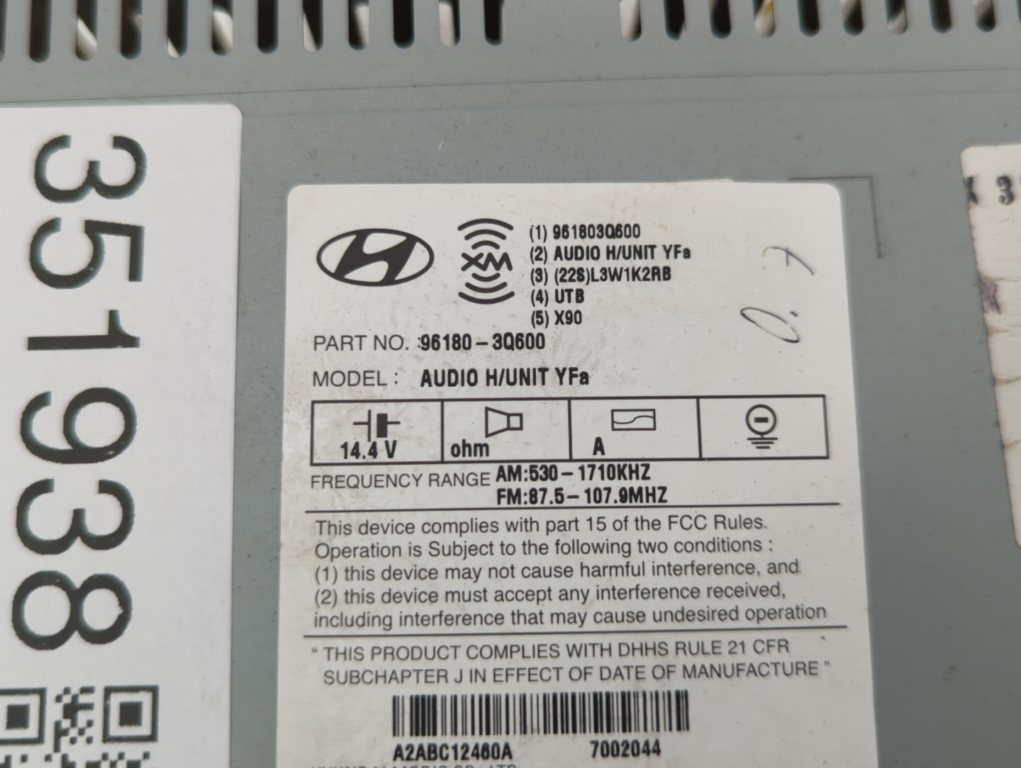 2012-2012 Hyundai Sonata Am Fm Cd Player Radio Receiver - Oemusedautoparts1.com