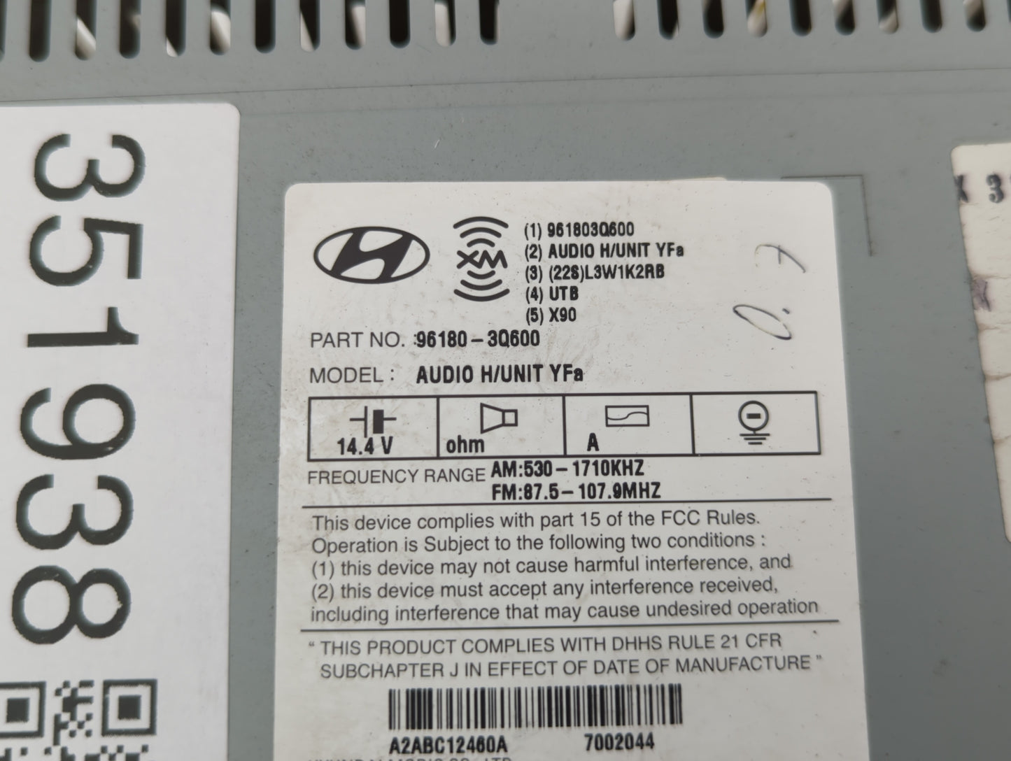 2012-2012 Hyundai Sonata Am Fm Cd Player Radio Receiver - Oemusedautoparts1.com