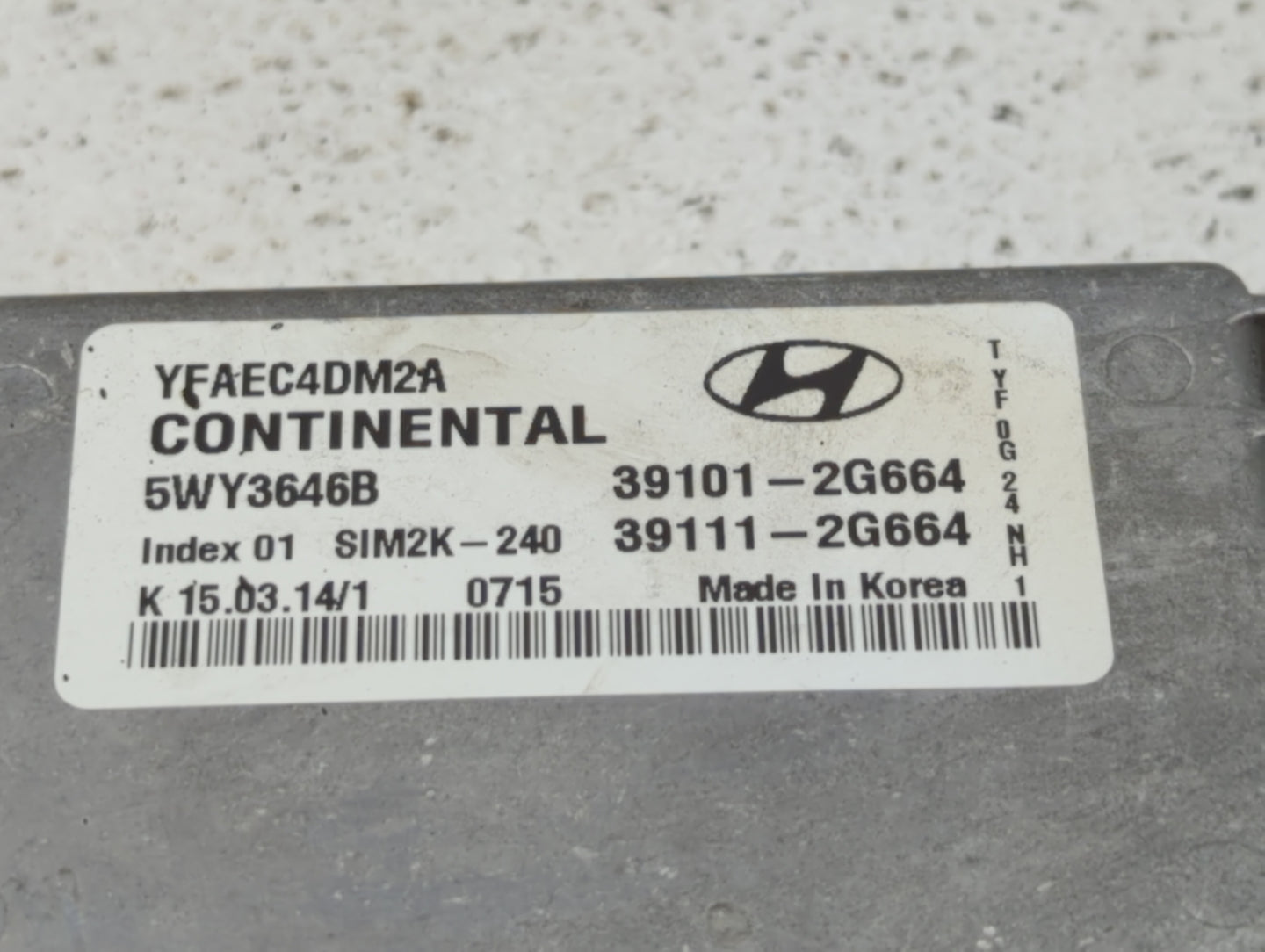 2011-2014 Hyundai Sonata PCM Engine Control Computer ECU ECM PCU OEM P/N:39111-2G663 39101-2G663 Fits Fits 2011 2012 2013 20