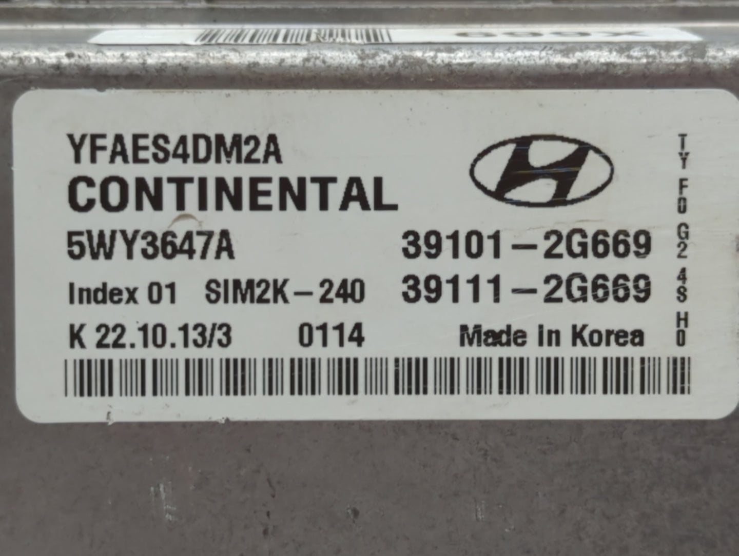 2011-2014 Hyundai Sonata PCM Engine Control Computer ECU ECM PCU OEM P/N:39111-2G669 39101-2G669 Fits Fits 2011 2012 2013 20