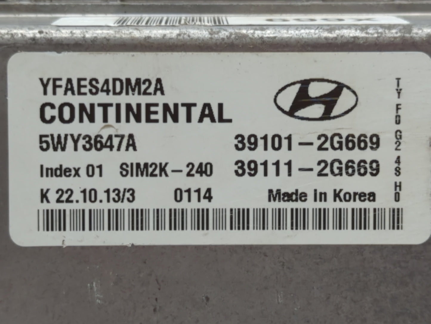 2011-2014 Hyundai Sonata PCM Engine Control Computer ECU ECM PCU OEM P/N:39111-2G669 39101-2G669 Fits Fits 2011 2012 2013 20