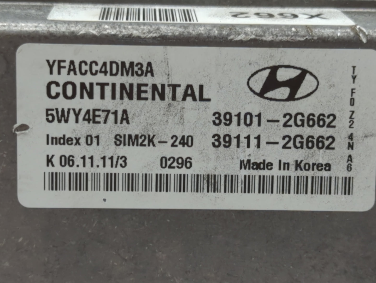 2011-2014 Hyundai Sonata PCM Engine Control Computer ECU ECM PCU OEM P/N:39111-2G662 39101-2G662 Fits Fits 2011 2012 2013 20