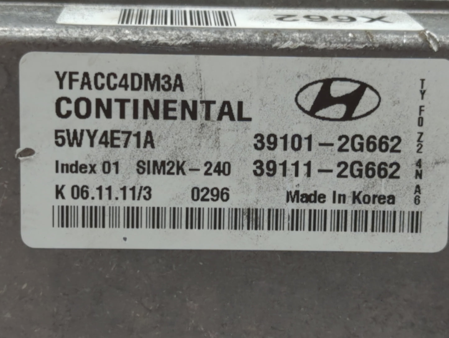 2011-2014 Hyundai Sonata PCM Engine Control Computer ECU ECM PCU OEM P/N:39111-2G662 39101-2G662 Fits Fits 2011 2012 2013 20