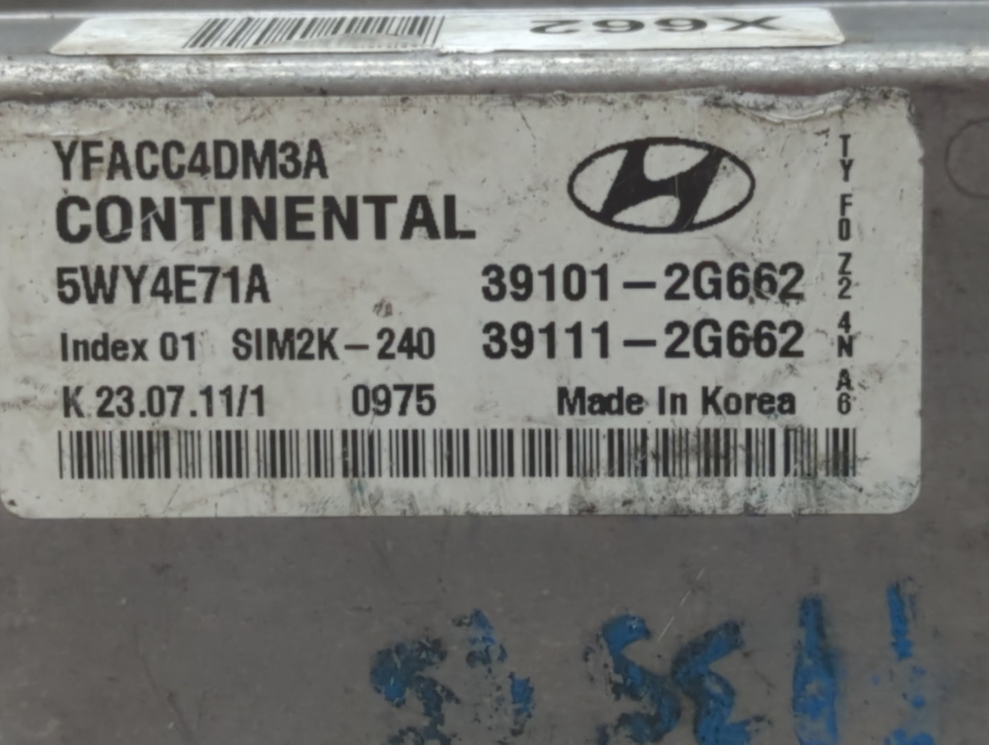 2011-2014 Hyundai Sonata PCM Engine Control Computer ECU ECM PCU OEM P/N:39111-2G662 39101-2G662 Fits Fits 2011 2012 2013 20