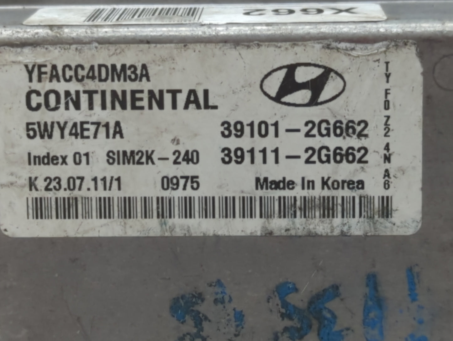2011-2014 Hyundai Sonata PCM Engine Control Computer ECU ECM PCU OEM P/N:39111-2G662 39101-2G662 Fits Fits 2011 2012 2013 20