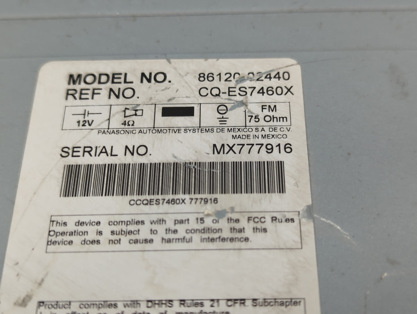2011-2015 Hyundai Sonata Radio AM FM Cd Player Receiver Replacement P/N:86120-02440 96180-3Q6004X Fits OEM Used Auto Parts -