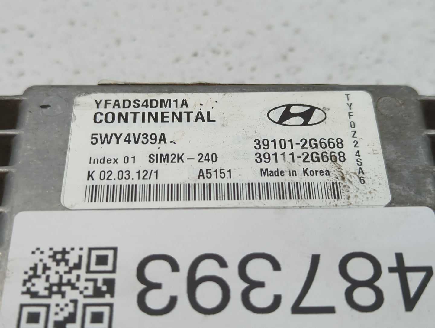 2011-2014 Hyundai Sonata PCM Engine Control Computer ECU ECM PCU OEM P/N:39111-2G668 39101-2G668 Fits Fits 2011 2012 2013 20