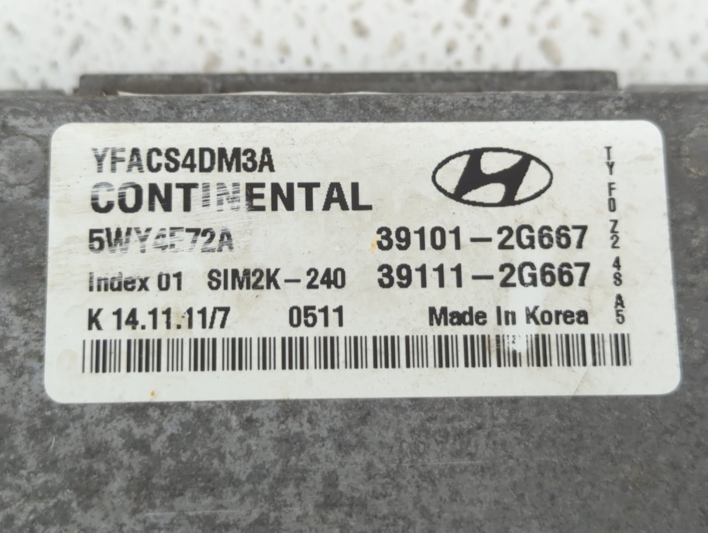 2011-2014 Hyundai Sonata PCM Engine Control Computer ECU ECM PCU OEM P/N:39101-2G667 Fits Fits 2011 2012 2013 2014 OEM Used 