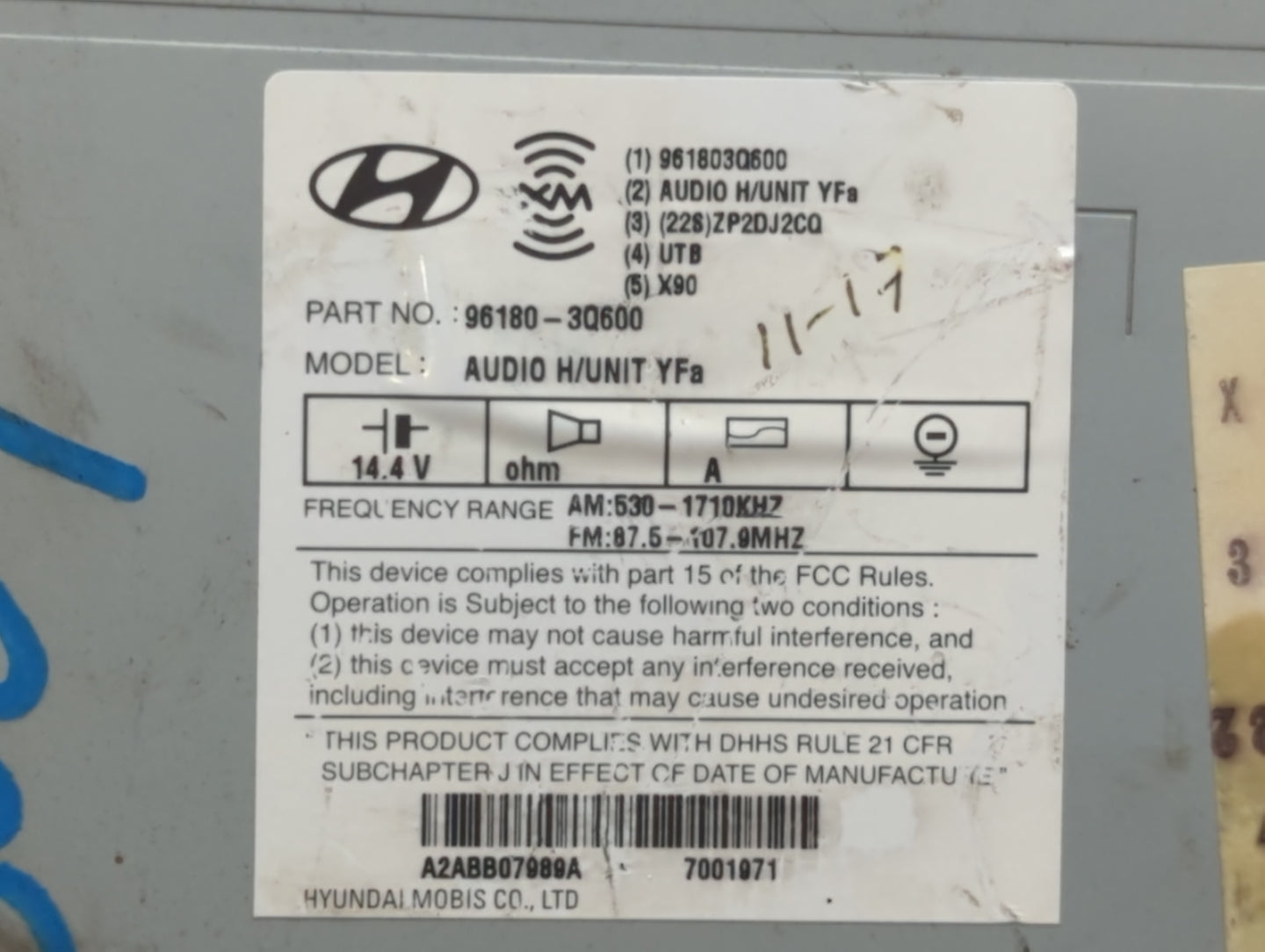 2012-2015 Hyundai Sonata Radio AM FM Cd Player Receiver Replacement P/N:96180-3Q600 96180-3Q6504X Fits Fits 2012 2013 2014 2