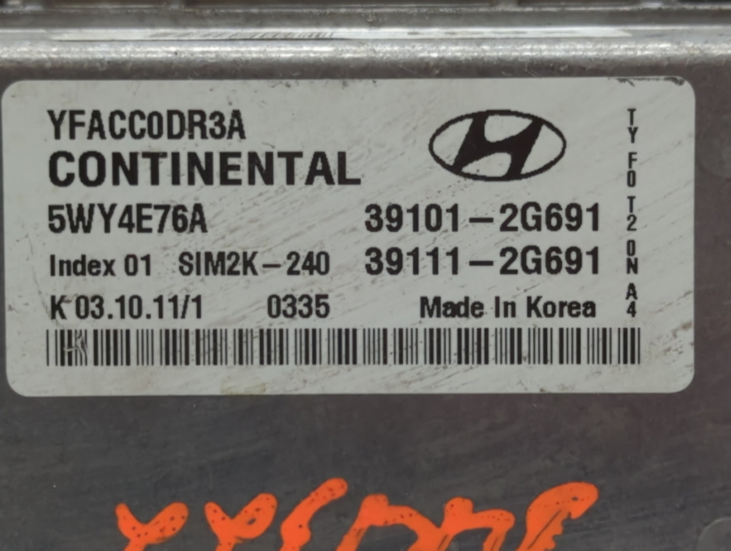 2011-2014 Hyundai Sonata PCM Engine Control Computer ECU ECM PCU OEM P/N:39101-2G691 Fits Fits 2011 2012 2013 2014 OEM Used 