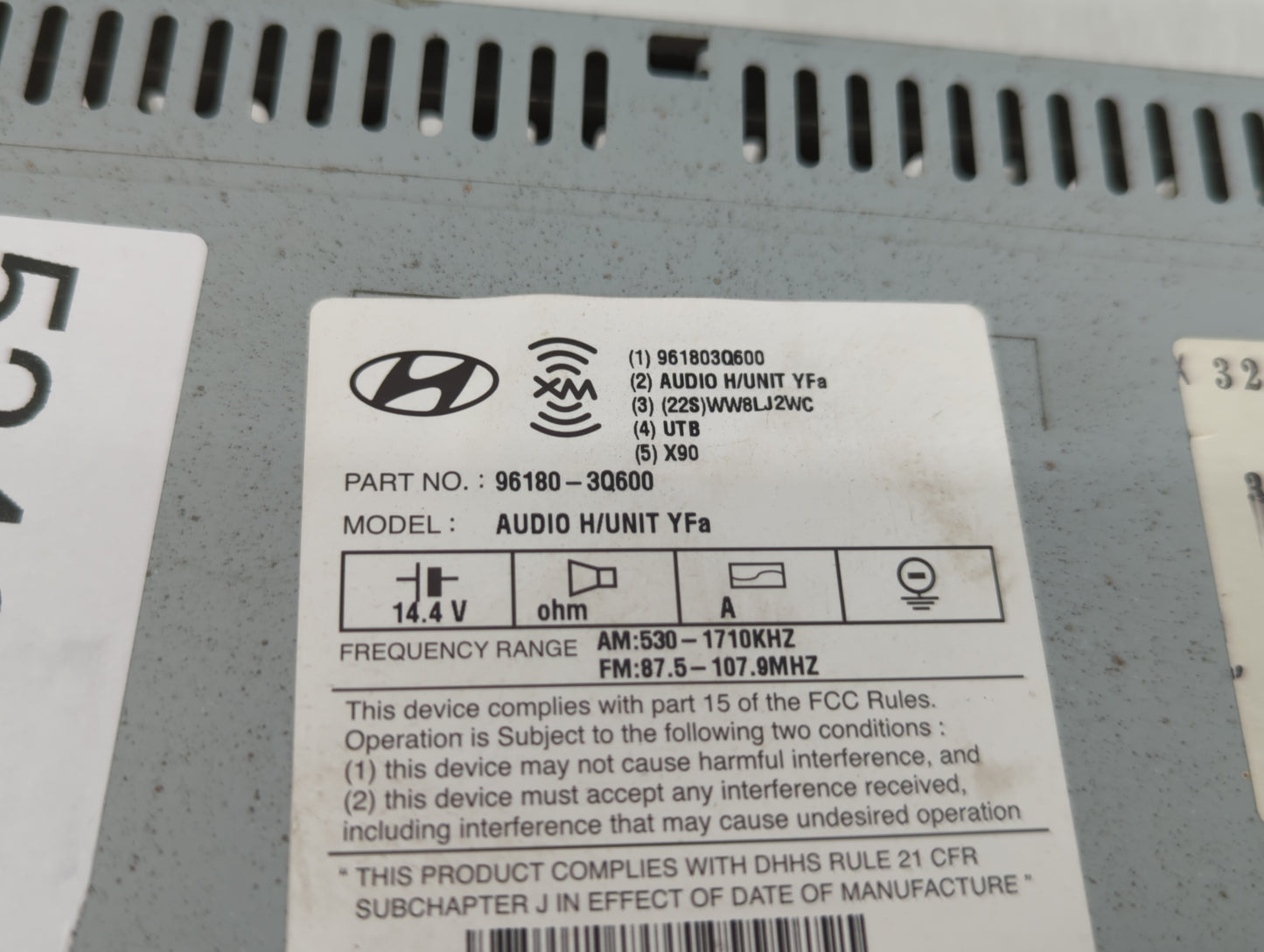 2012-2015 Hyundai Sonata Radio AM FM Cd Player Receiver Replacement P/N:96180-3Q600 Fits Fits 2012 2013 2014 2015 OEM Used A