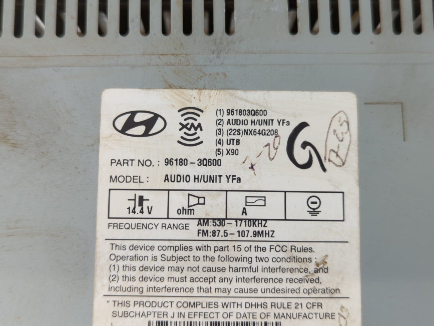 2012-2015 Hyundai Sonata Am Fm Cd Player Radio Receiver - Oemusedautoparts1.com