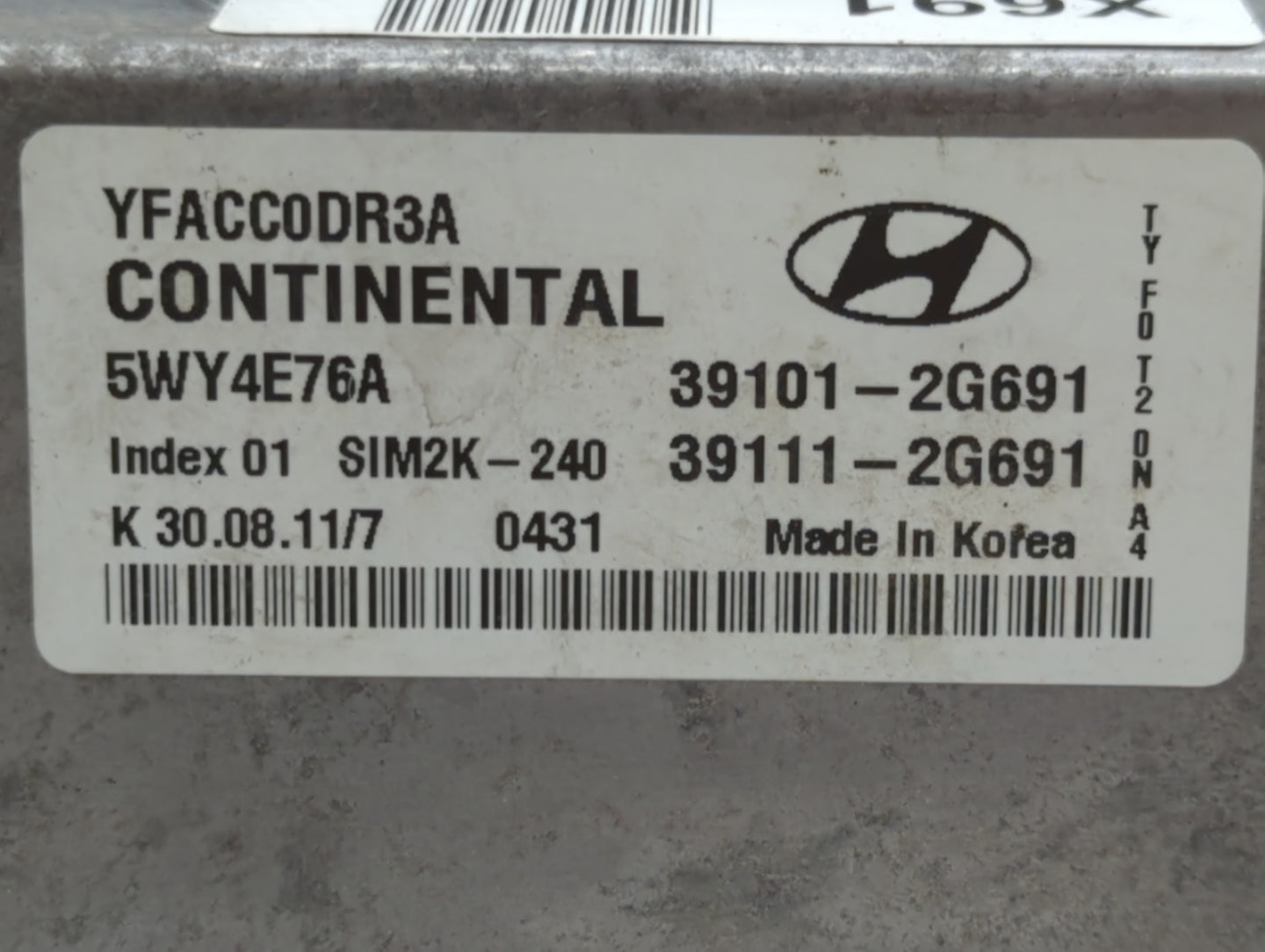 2011-2014 Hyundai Sonata PCM Engine Control Computer ECU ECM PCU OEM P/N:39111-2G691 39101-2G691 Fits Fits 2011 2012 2013 20