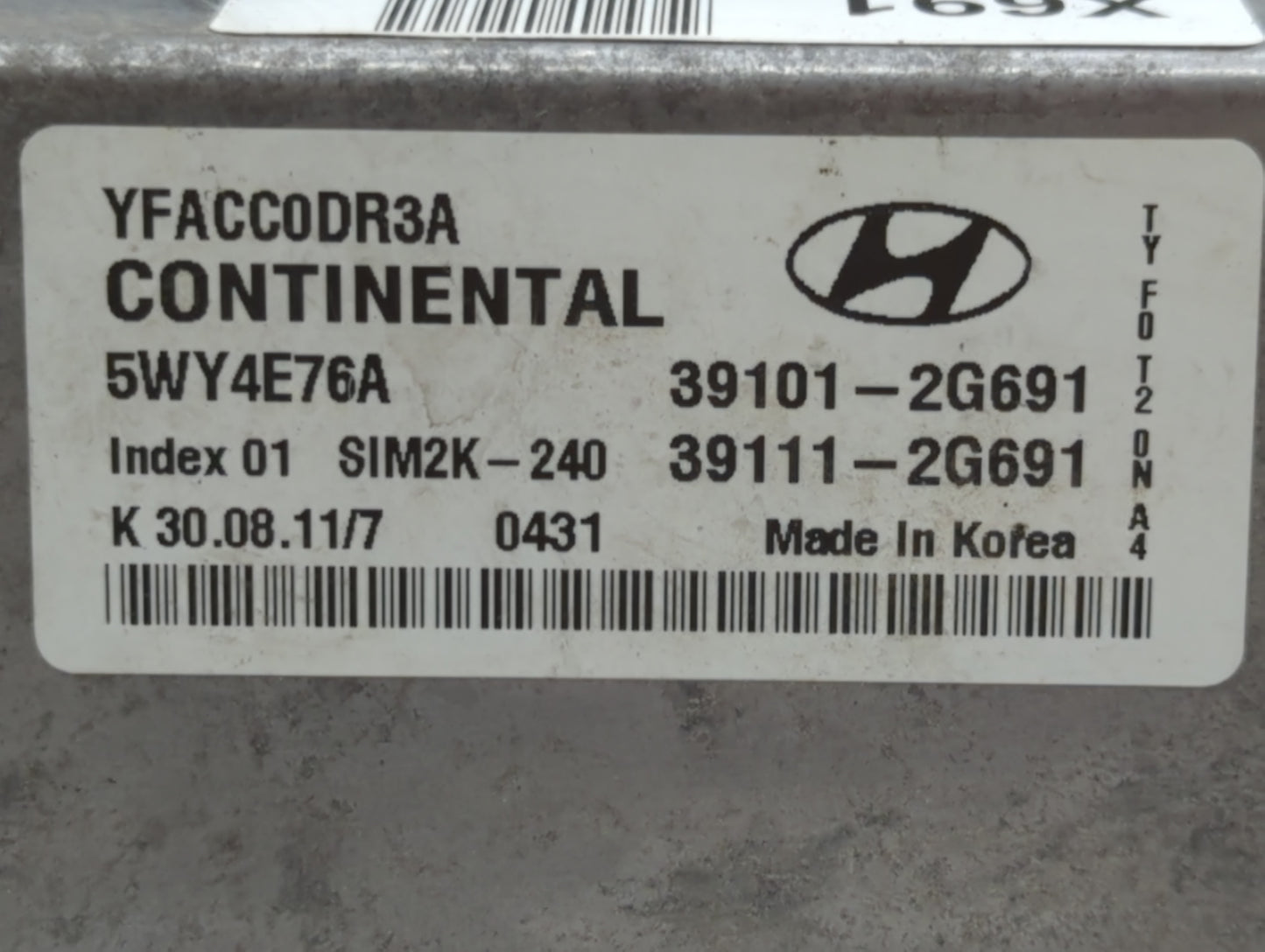 2011-2014 Hyundai Sonata PCM Engine Control Computer ECU ECM PCU OEM P/N:39111-2G691 39101-2G691 Fits Fits 2011 2012 2013 20