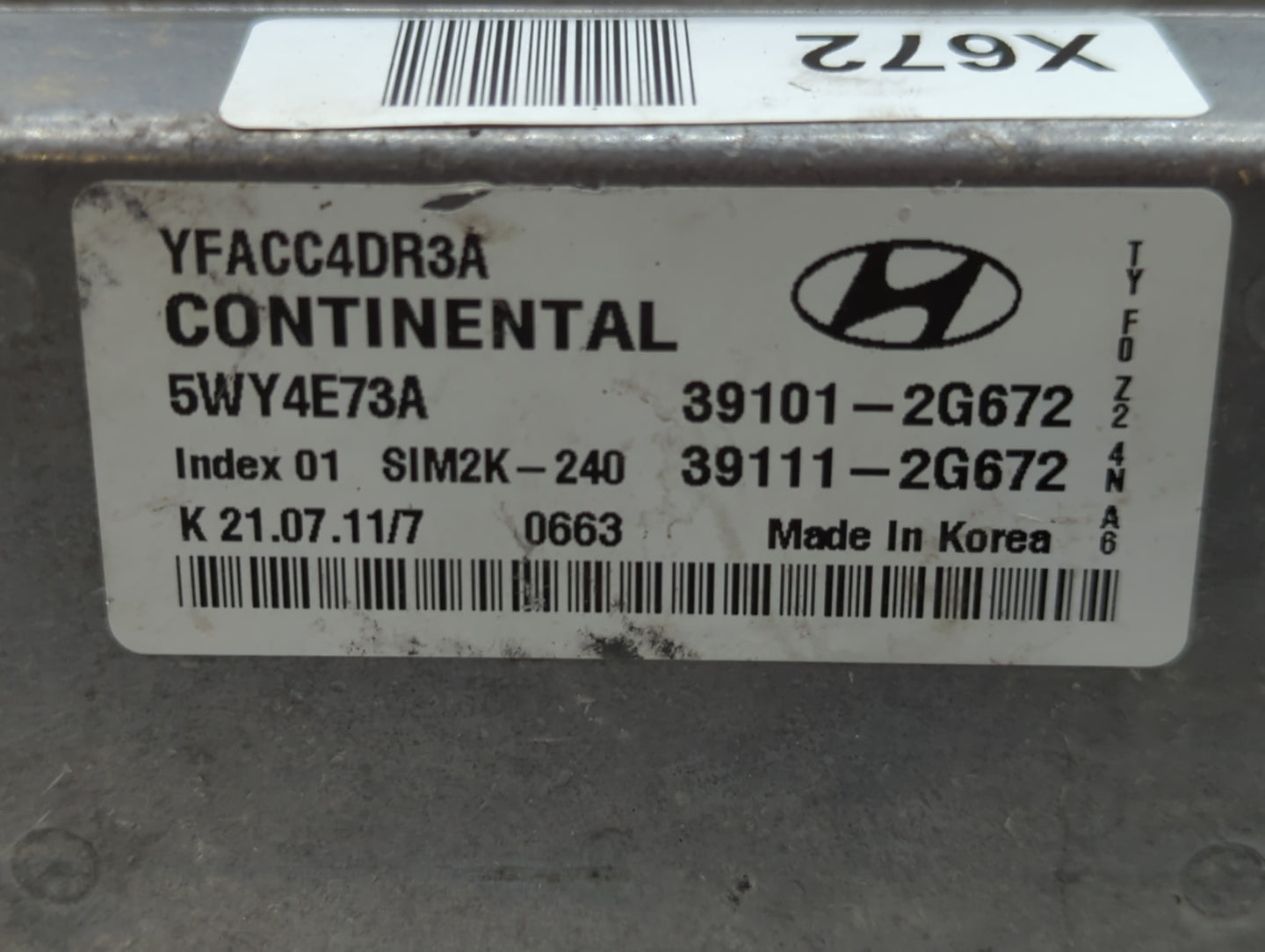 2011-2014 Hyundai Sonata PCM Engine Control Computer ECU ECM PCU OEM P/N:39111-2G672 39101-2G672 Fits Fits 2011 2012 2013 20