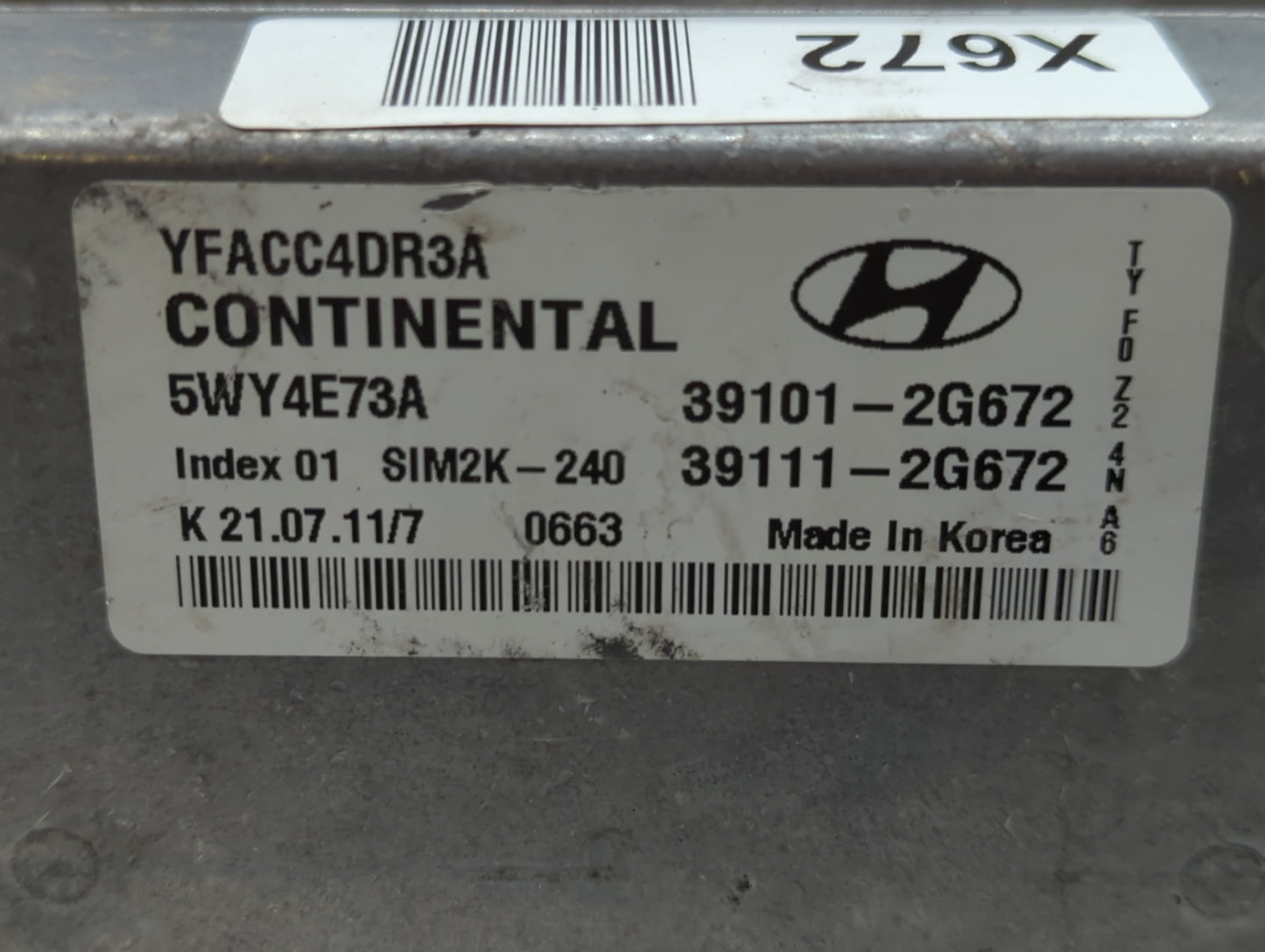 2011-2014 Hyundai Sonata PCM Engine Control Computer ECU ECM PCU OEM P/N:39111-2G672 39101-2G672 Fits Fits 2011 2012 2013 20