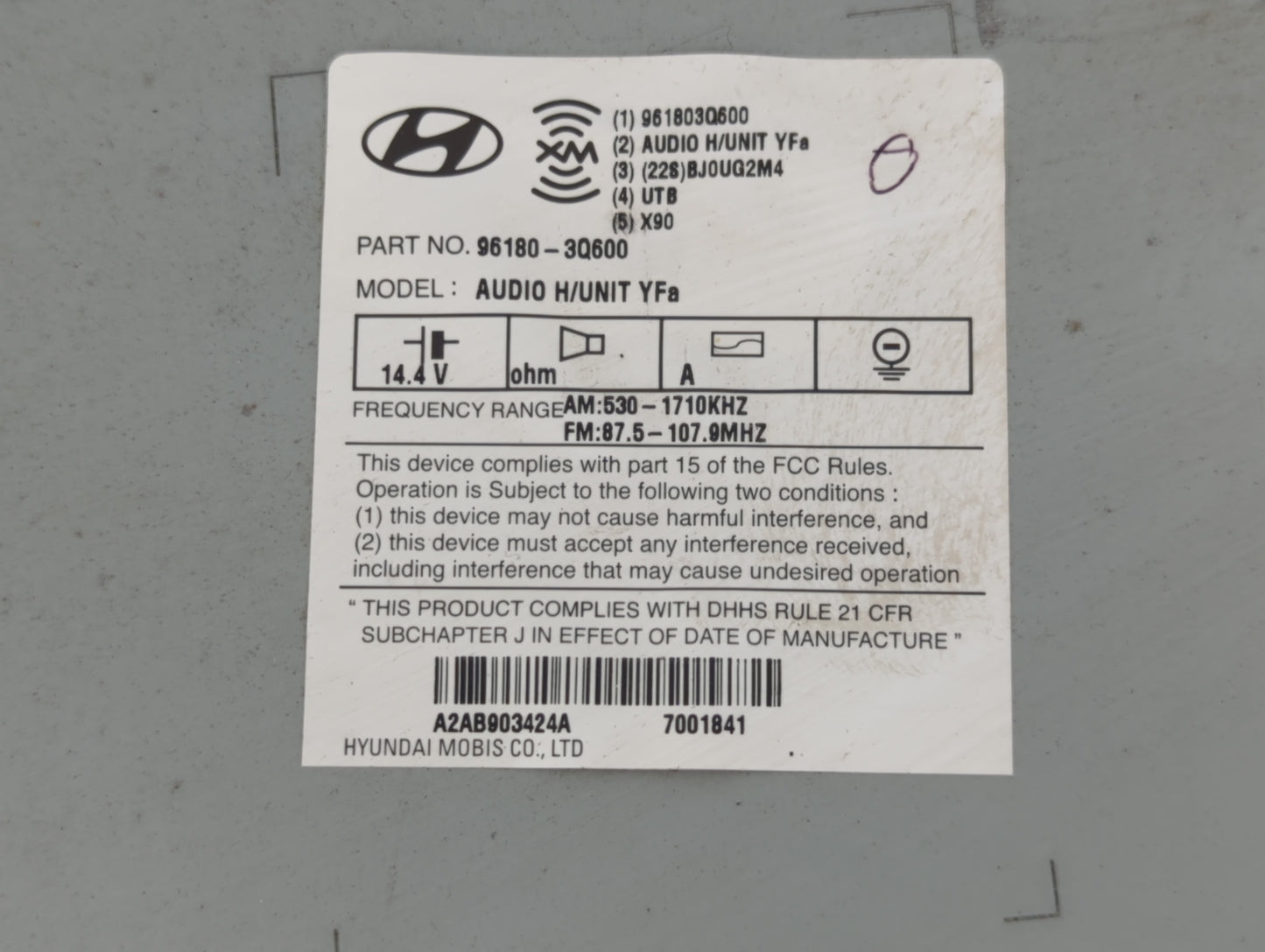 2012-2015 Hyundai Sonata Am Fm Cd Player Radio Receiver - Oemusedautoparts1.com