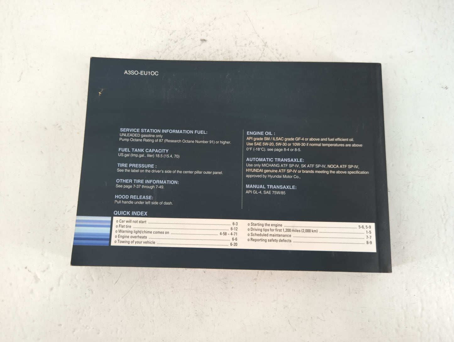 2012 Hyundai Sonata Owners Manual Book Guide P/N:A3SO-EU1OC OEM Used Auto Parts - Oemusedautoparts1.com