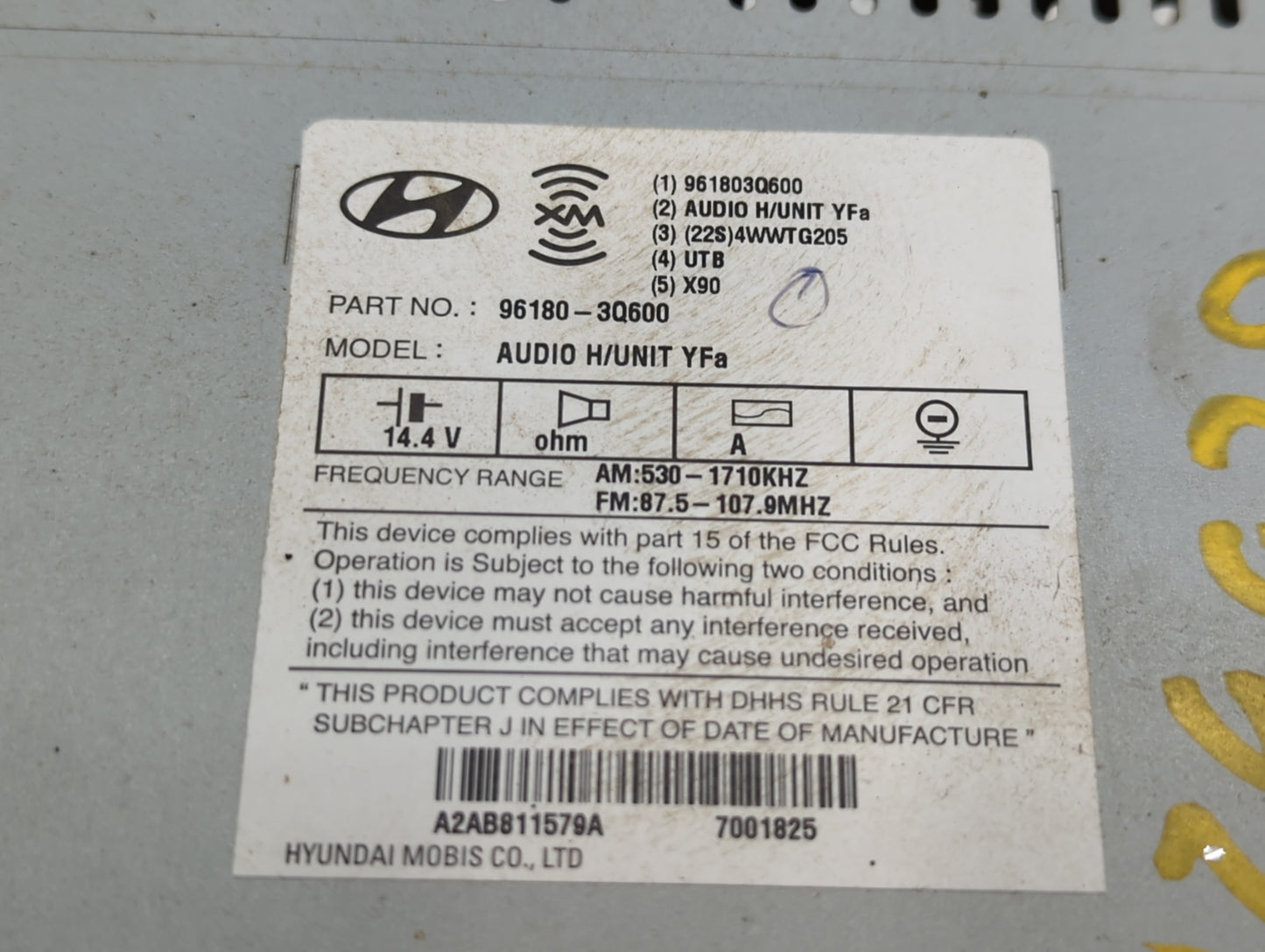2012-2015 Hyundai Sonata Am Fm Cd Player Radio Receiver - Oemusedautoparts1.com