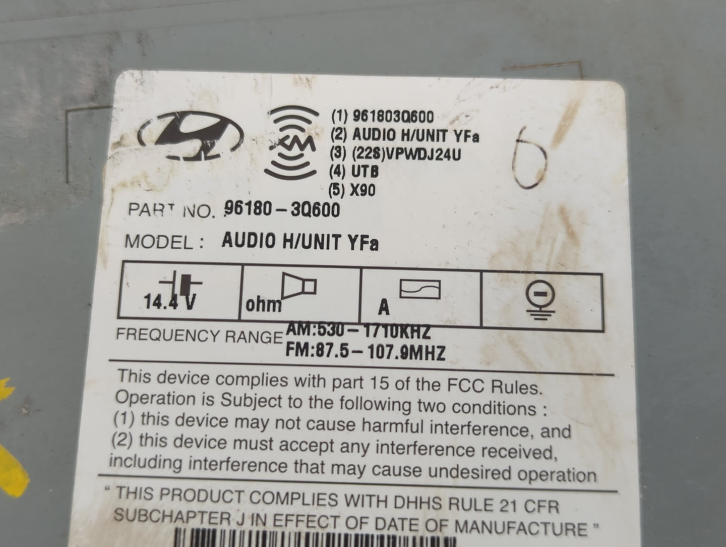 2012-2015 Hyundai Sonata Radio AM FM Cd Player Receiver Replacement Fits Fits 2012 2013 2014 2015 OEM Used Auto Parts - Oemu