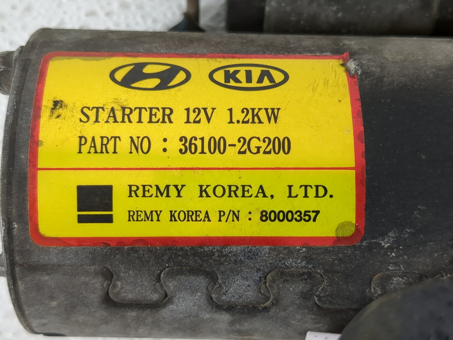 2012 Hyundai Tucson Car Starter Motor Solenoid OEM P/N:36100-2G200 Fits OEM Used Auto Parts - Oemusedautoparts1.com