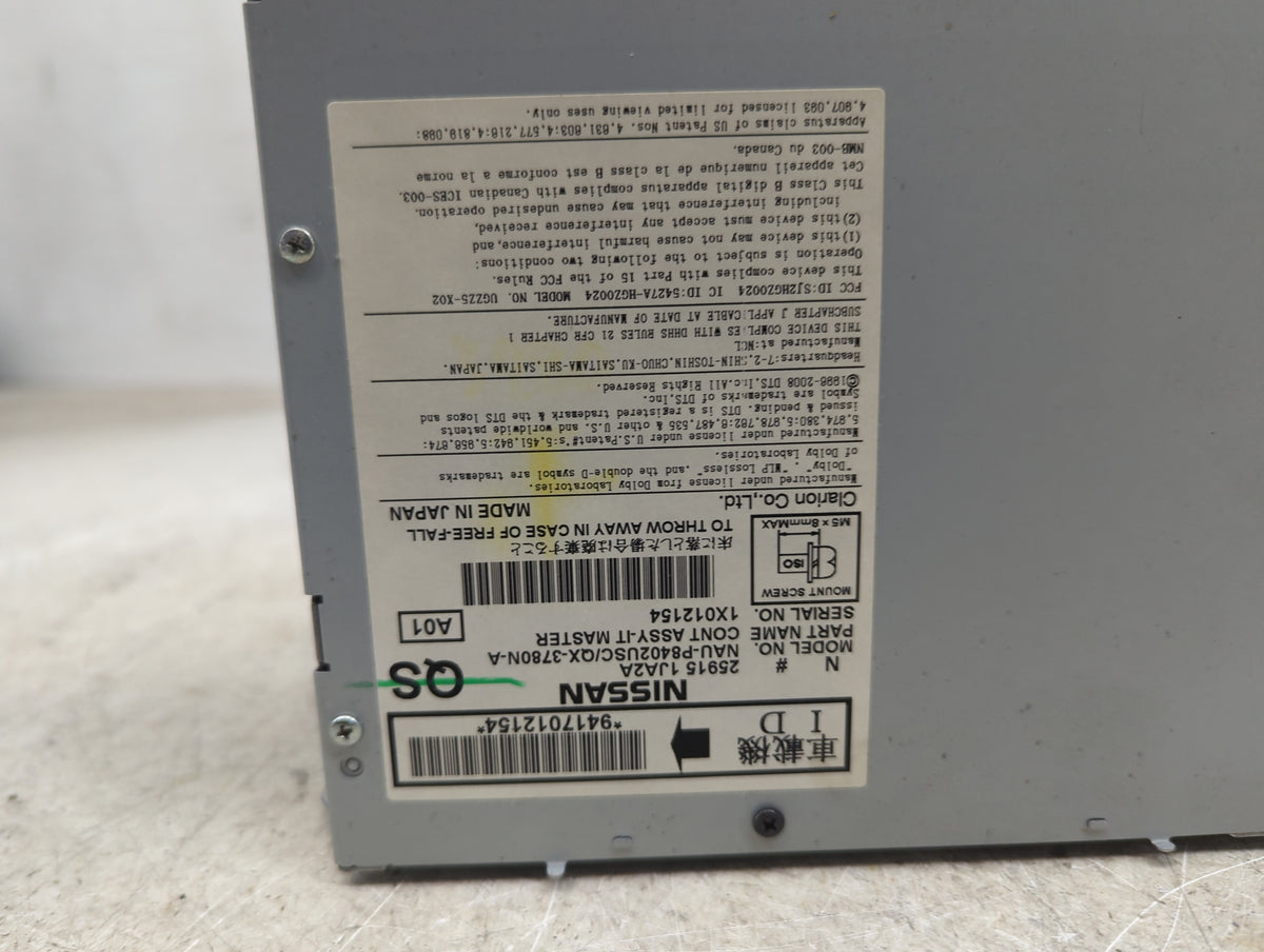 2011-2013 Infiniti G37 Radio AM FM Cd Player Receiver Replacement P/N:25915 1JA2A NAU-P8402USC/QX-3780N-A Fits OEM Used Auto