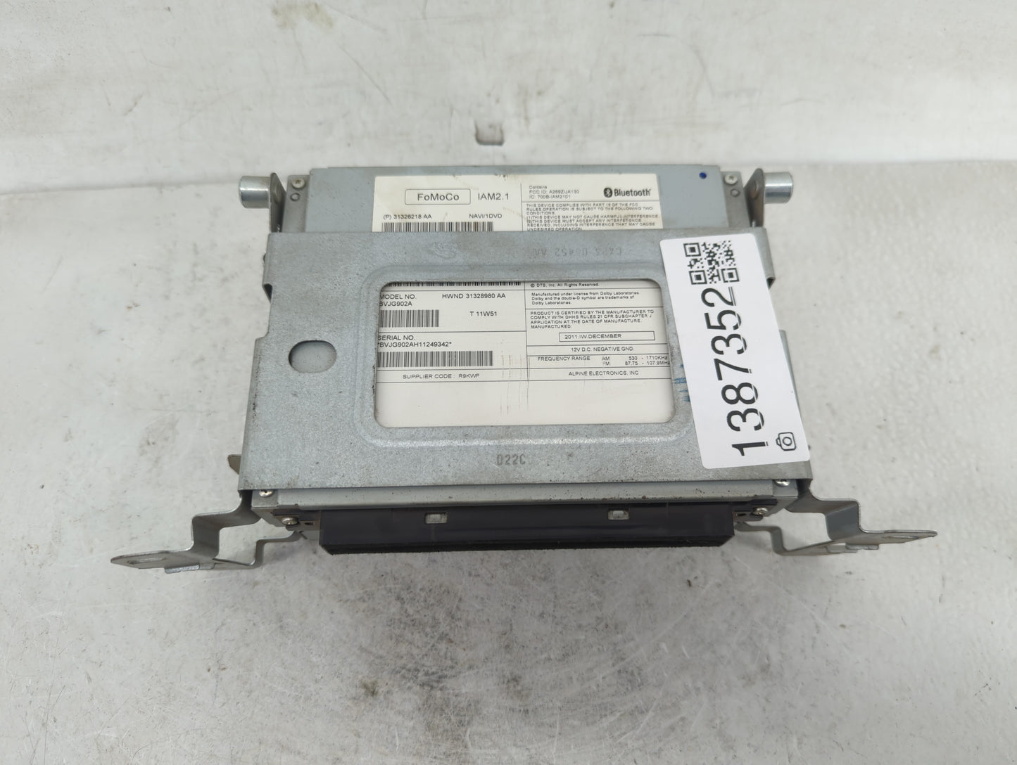 2012-2013 Jaguar Xf Radio AM FM Cd Player Receiver Replacement P/N:31326218AA Fits Fits 2012 2013 OEM Used Auto Parts - Oemu